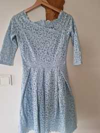Błękitna koronkowa sukienka Orsay r M 38 PIĘKNA