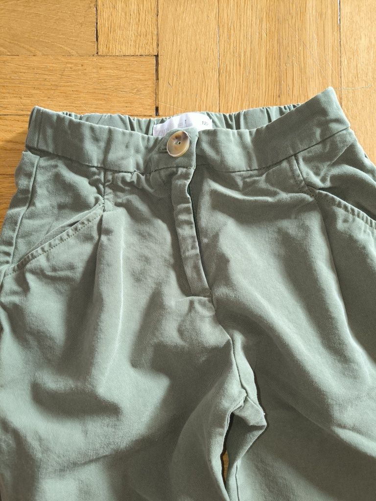 Zara boyfriend zielone spodnie materiałowe khaki r. 122cm małe