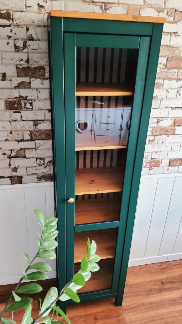 Kredens witryna regal drewniany słupek ikea hemnes szklany leksvik