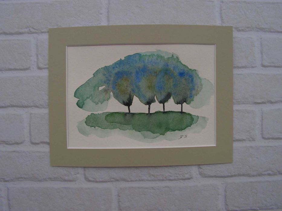 Akwarela "Drzewa V" - oprawiona