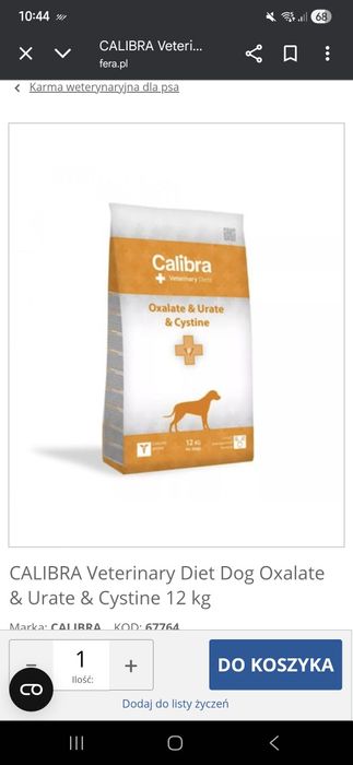 Calibra Oxalate Urine Cystine karma dla psa