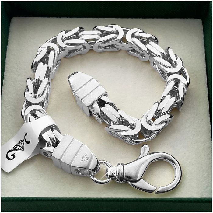 Potęzna Męska Bransoleta Splot Królewski 22cm/8mm Srebro Pr. 925 + Gra