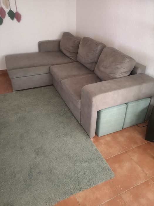 Sofá chaise longue cinzento 2,20m possibilidade de entrega