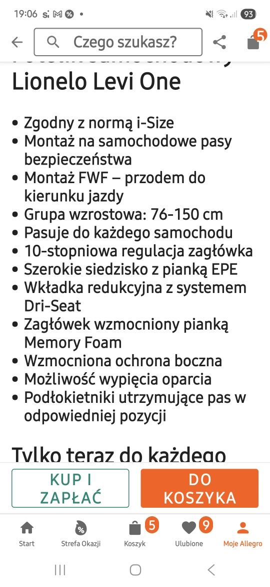 Fotelik  samochodowy