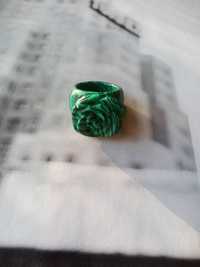зеленое кольцо из малахита кольцо Роза Малахит