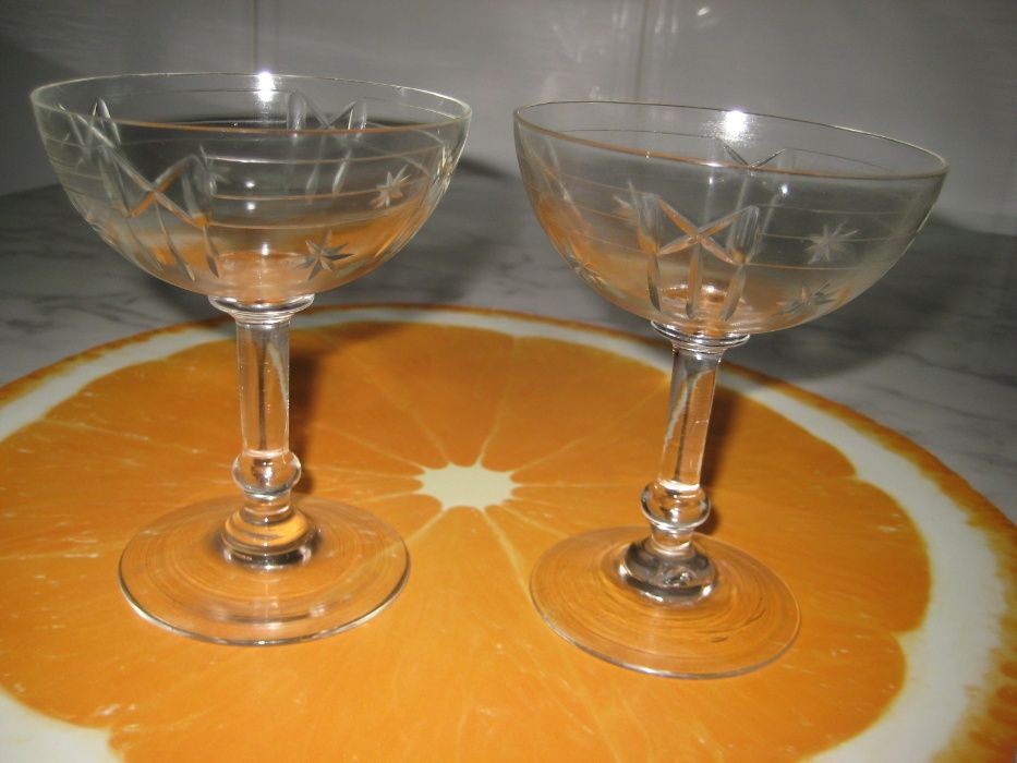 2 taças champanhe lapidadas, anos 1930