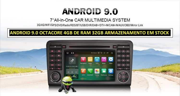 Auto-rádio 2 din android 13 64GB para mercedes ML W164 GL X164