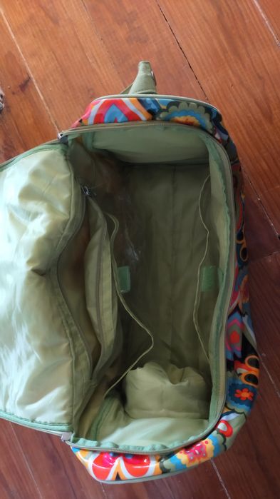 Saco Fraldas Verde Rosa Flores