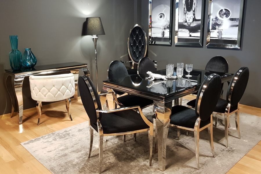 Nowoczesne Krzesło Chromowane FT 83 GLAMOUR czarne