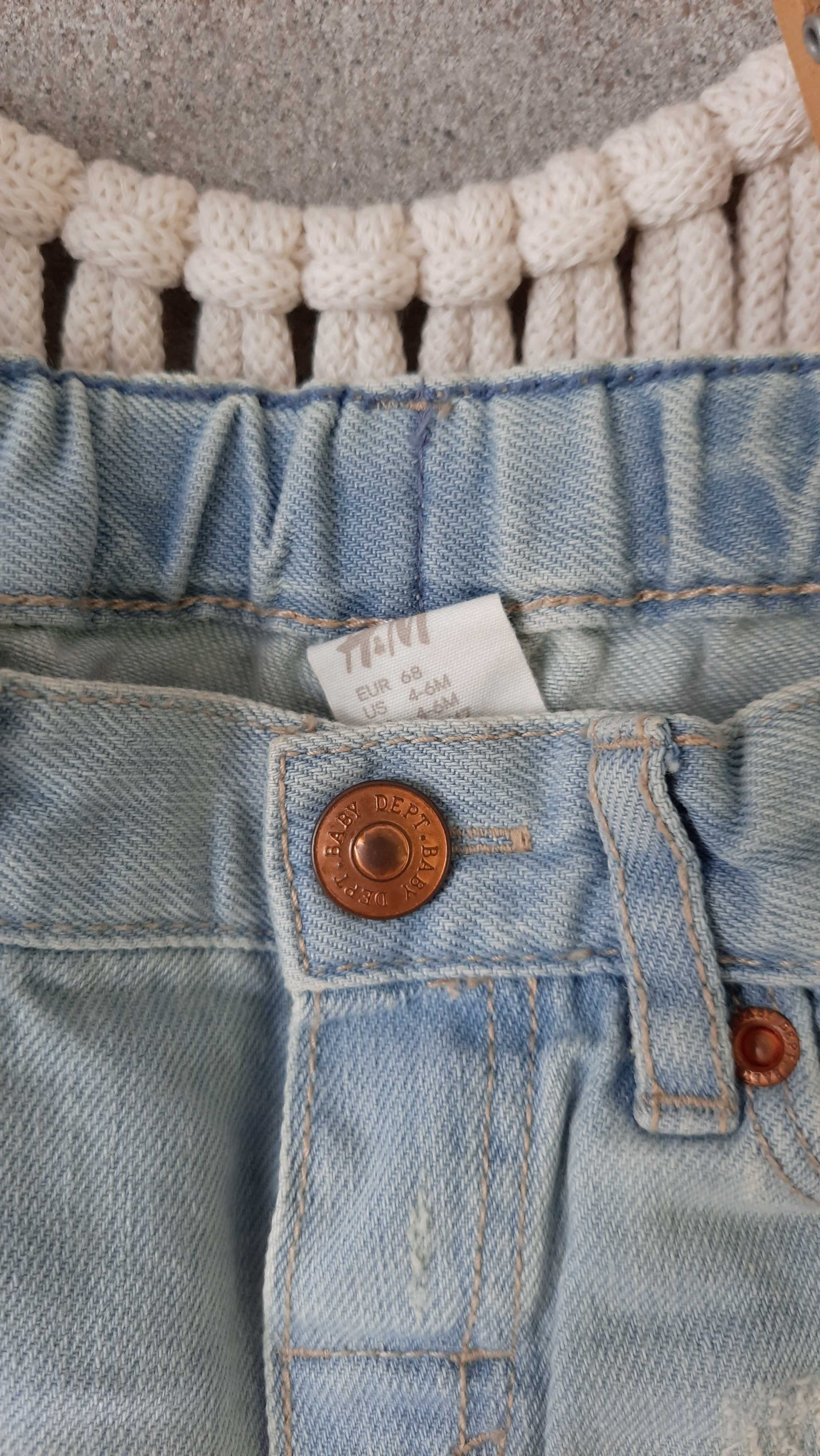 H&M spodenki jasny jeans łatki przetarcia R 68