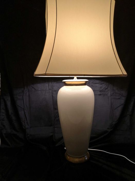 Stara ceramiczna lampa stołowa glamour ,wysoka ( 100 cm z abażurem)