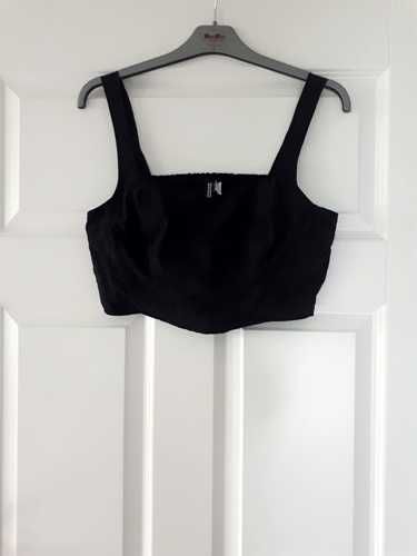 Boski czarny gorsetowy crop top H&M Divided L