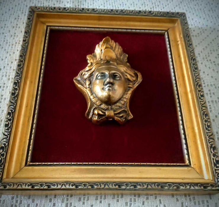 Obraz głowa Styl Versace w złoconej, drewnianej ramie 22x25 cm.