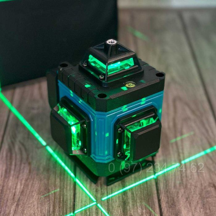 Лазерний нівелір 4D, 16 ліній, самовирівнюючий, 2 акумулятори