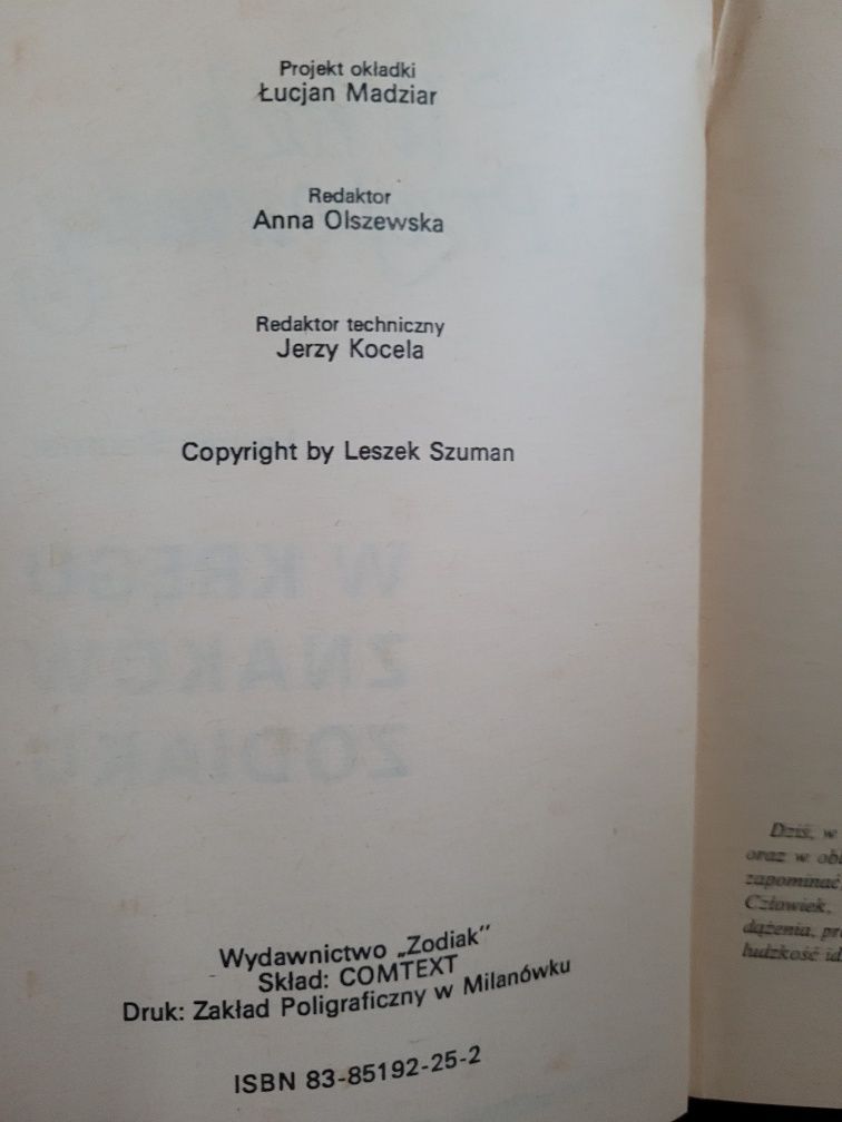 L.Szuman Księga wróżb i przepowiedni W kręgu Zodiaku 1991 Zodiak