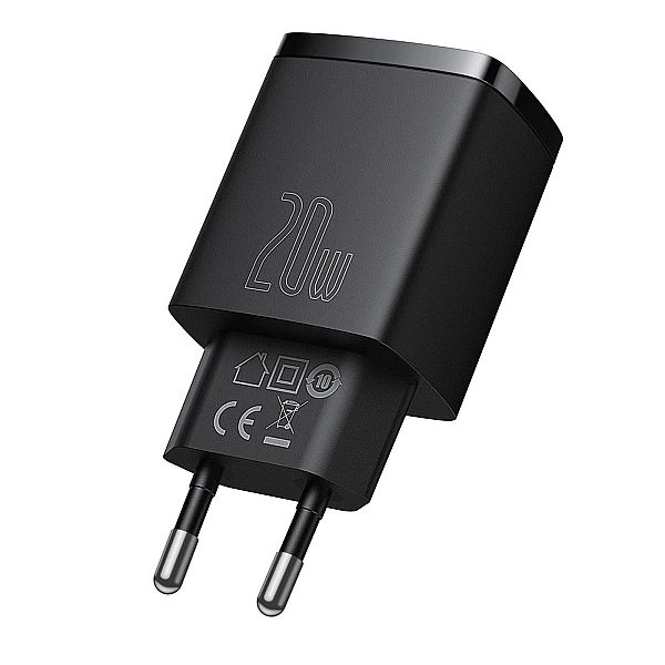 Baseus Compact szybka ładowarka sieciowa USB / USB Typ C 20W 3A Power