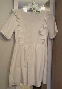 Biała letnia sukienka zwiewna z falbankami rozmiar M