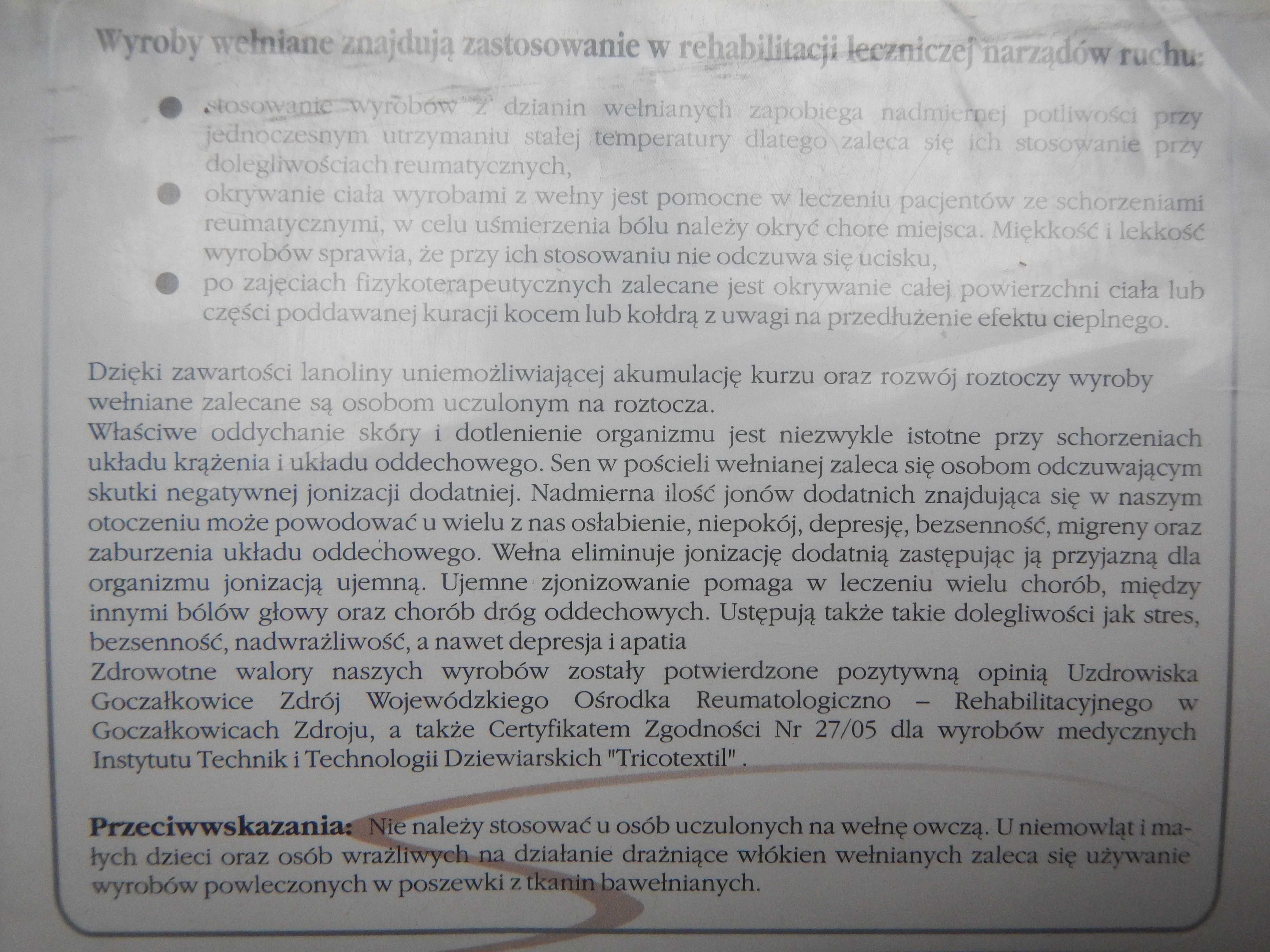 Kołdra wełniana naturalna wełna owcza 155 na 200