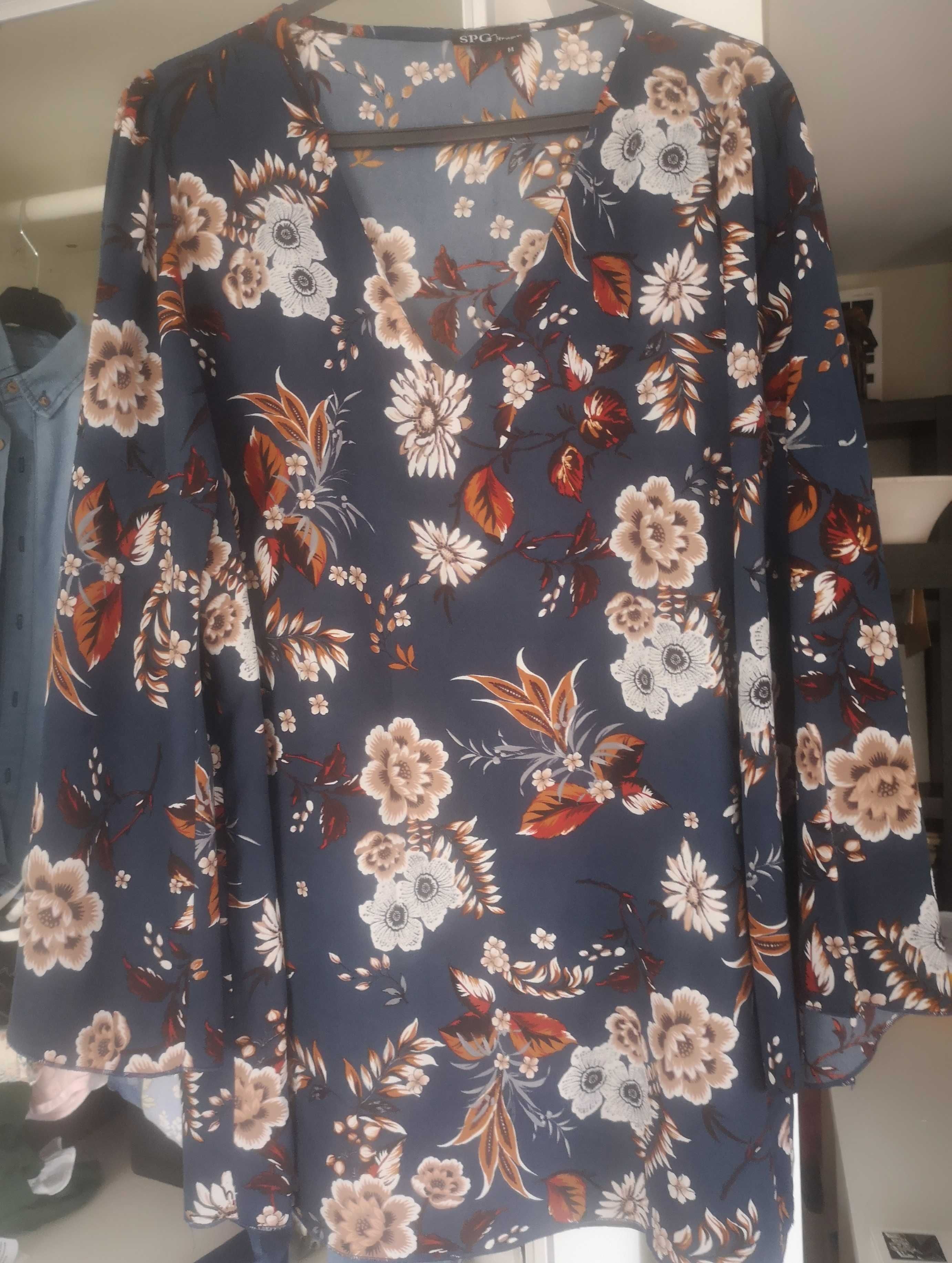 Túnica Tecido Fluido em tons de Azul