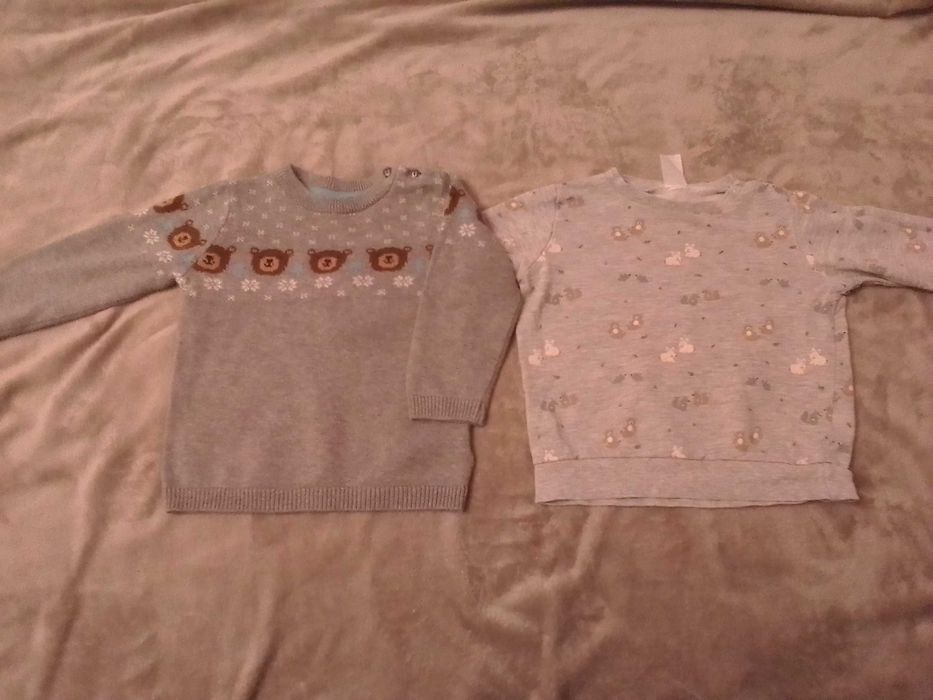 ciepły sweterek w misie H&M na święta i bluza H&M 80 chłopiec