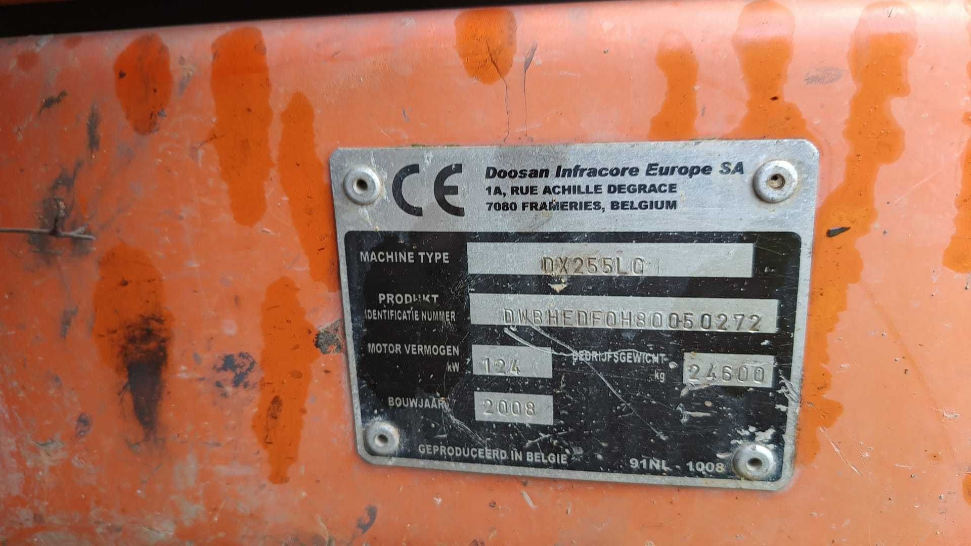 koparka gąsienicowa Doosan DX255, 2008r, netto 78 000zł