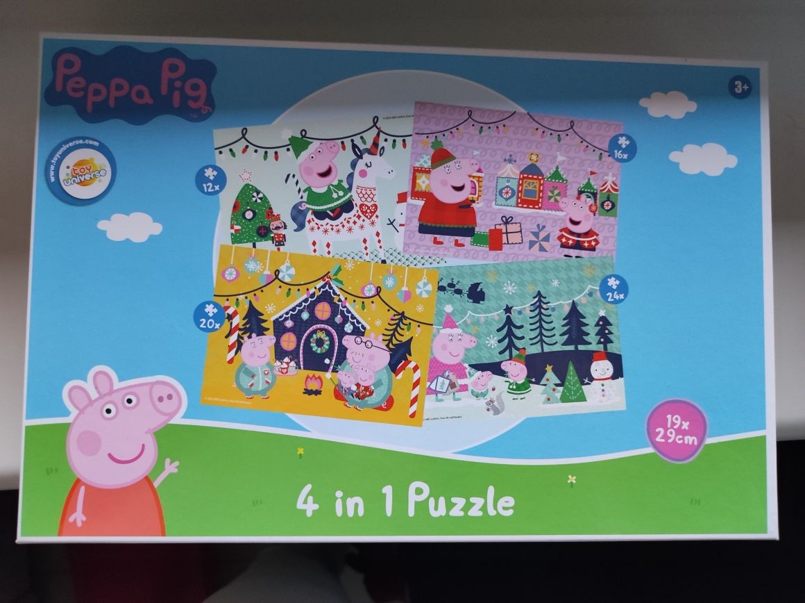 Puzzle Świnka Peppa -4in1-nowe, świąteczne