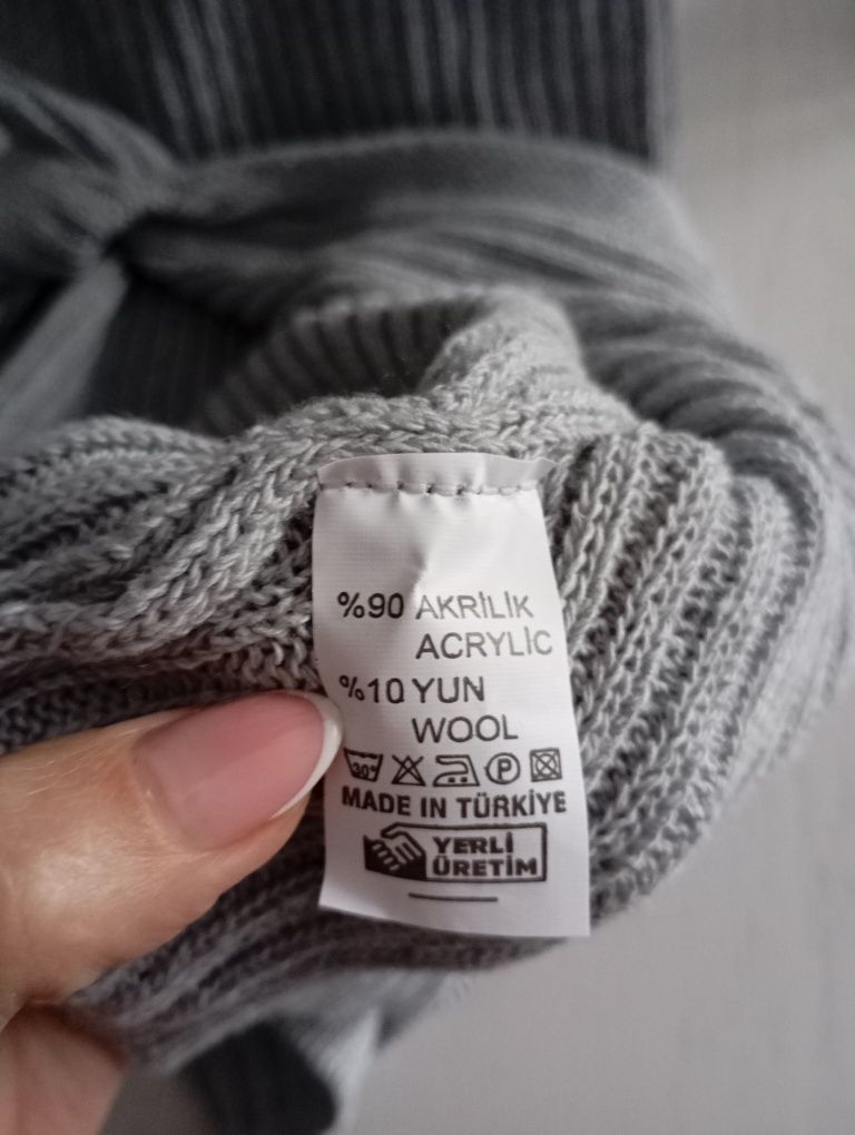 Sukienka dzianinowa prążkowana Magmac nowa szara rozcięcie one size