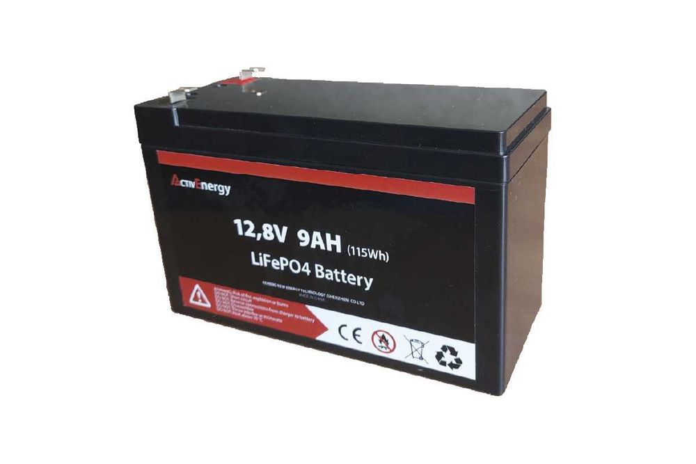 Акумулятор ActivEnergy 12,8 В 9Аг LiFePO4 для систем сигналізації