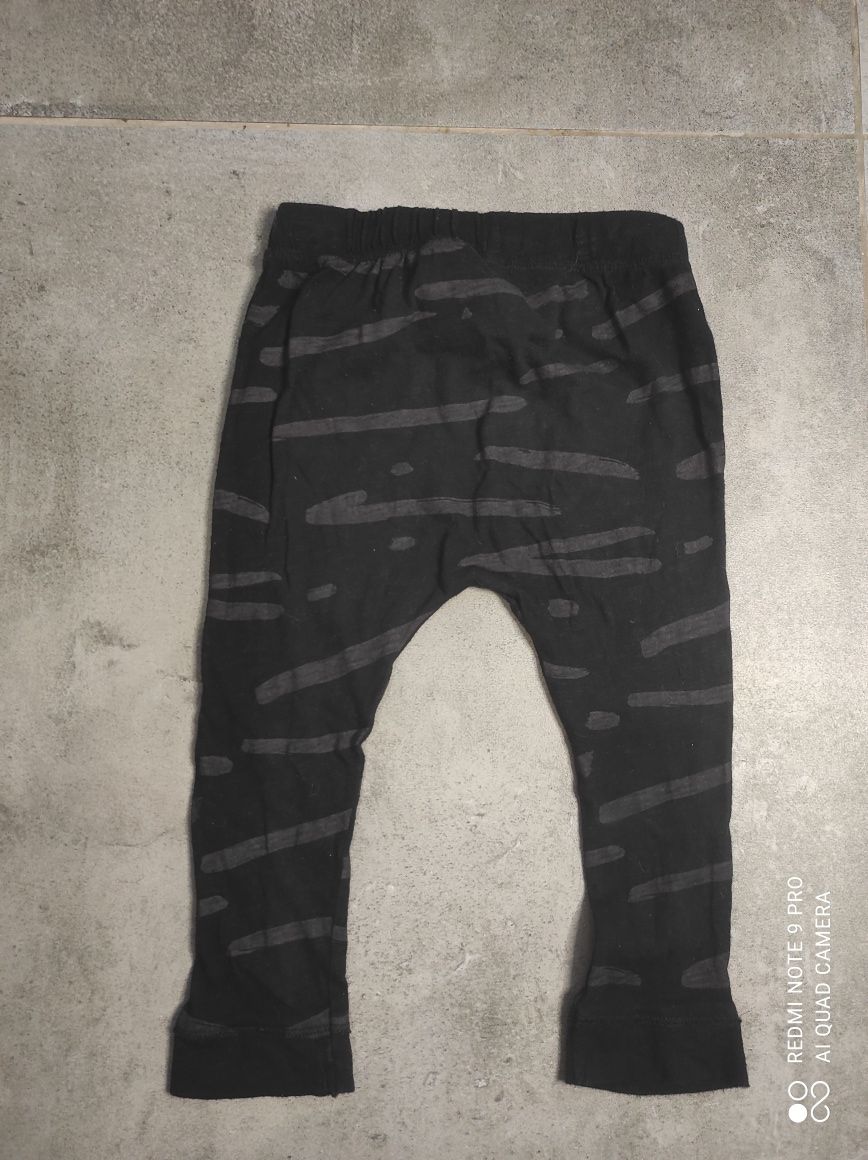 Spodnie Legi Legginsy H&M 92 czarne cienkie w paski