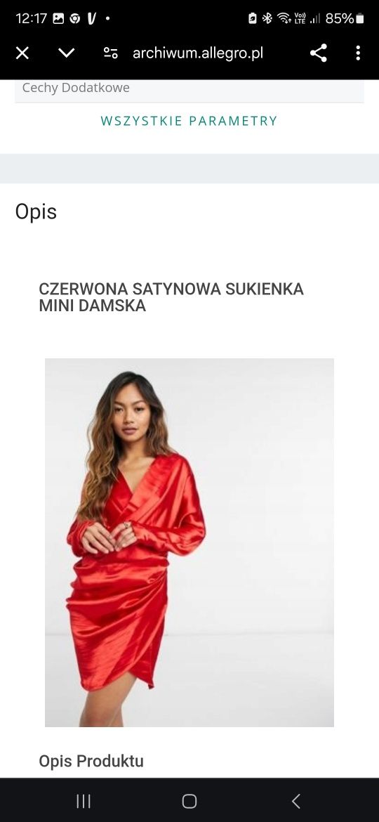 Sukienka asos 44 xxl długi rękaw atlas wieczorowa koktajlowa kopertowa