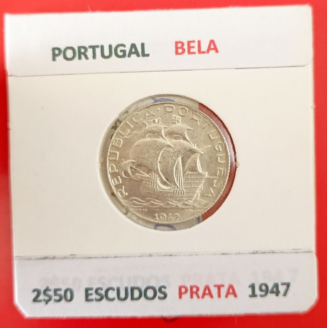 5 Moedas Da  2ª República Portuguesa de 2$50 escudos  « Prata »