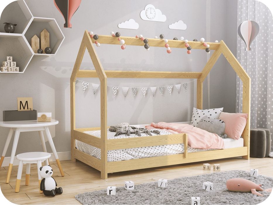 Sprzedam ŁÓŻKO-DOMEK 80×160 cm z drewna sosnowego JAK NOWE!