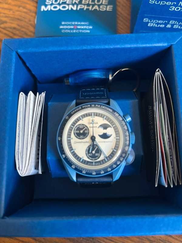 Omega x Swatch Super Blue Moonphase Faza Księżyca w Bioceramice