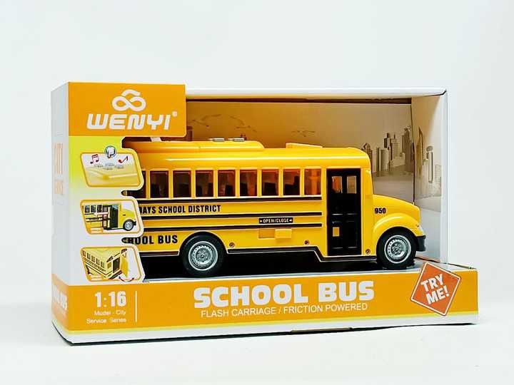 Іграшковий шкільний автобус з дверима, що відчиняються,  рухомі деталі