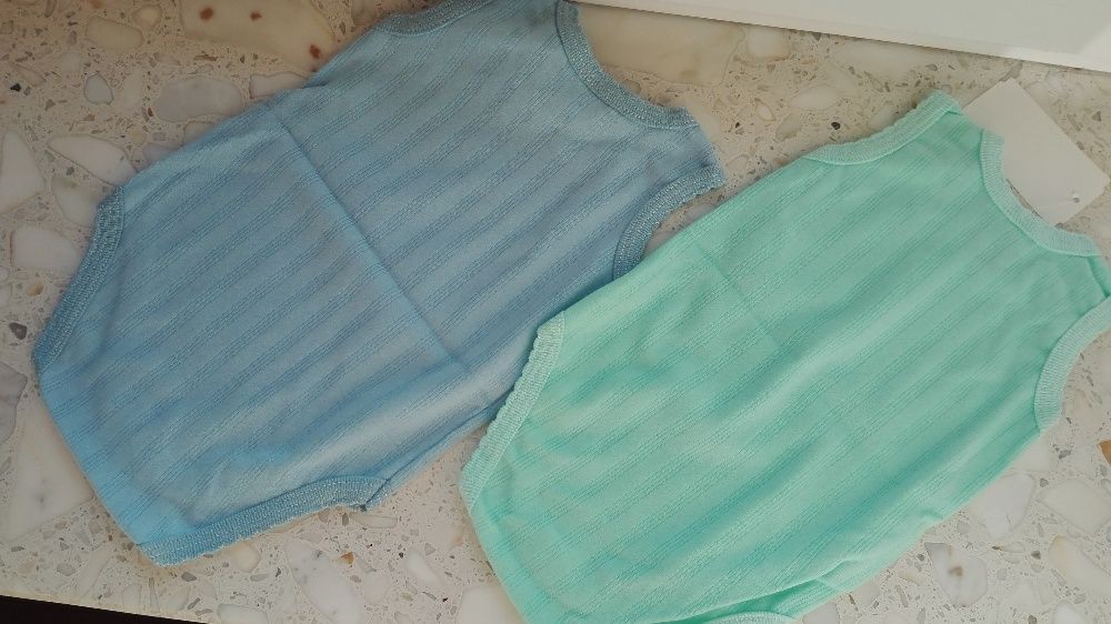 NOWE Body, rozmiar 68 (ramiączka, 100% bawełna) zielony, niebieski