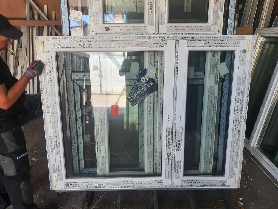 Okno 1750 x 1660 biały/orzech 3 szyby #OK344,#OK345