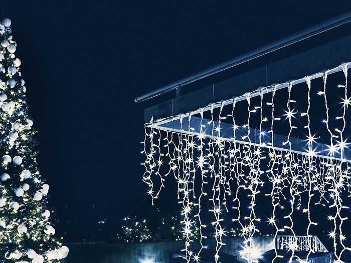 МОРОЗОСТІЙКА МІшура роса Гірлянда LED Бахрома вулична. Світло біле