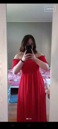 sukienka czerwona bez ramiączek