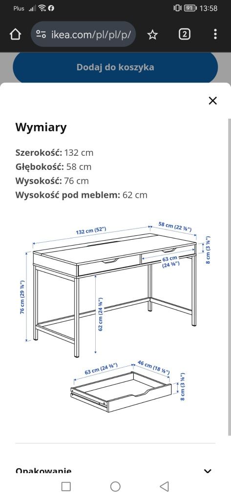 Duże biurko Ikea