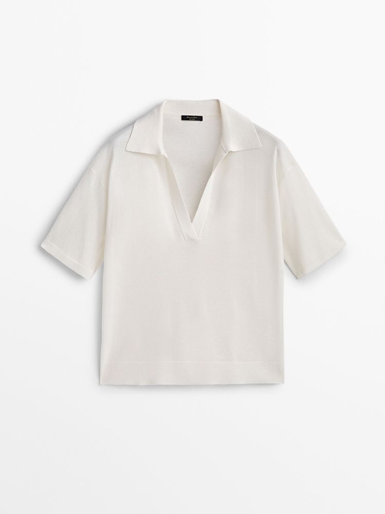 Поло топ біла майка із бавовни білий massimo dutti бежевий з льону хs
