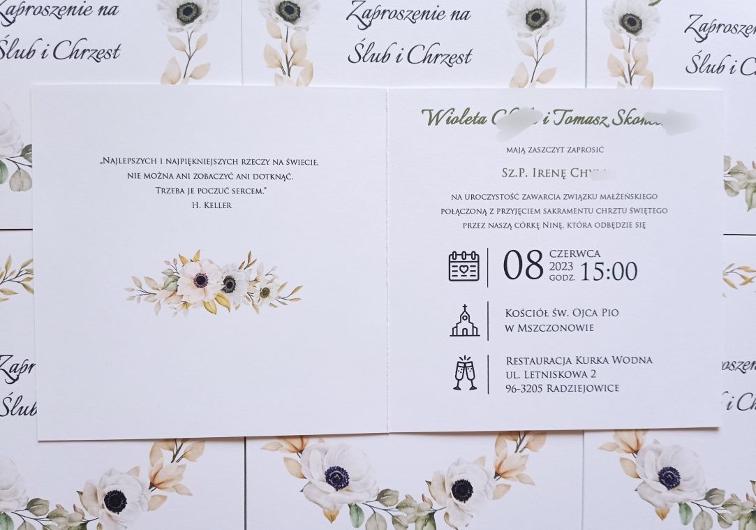 Zaproszenia na ślub i chrzest 2 w 1 ślubne chrzciny