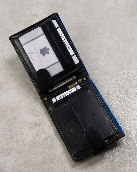 skórzany portfel męski z kieszenią na dowód rejestracyjny - rovicky
