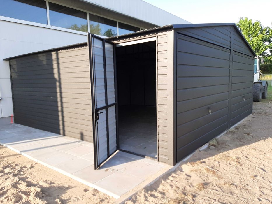 Ładny Garaż Blaszany Dwuspadowy - TANIE - Garaże Blaszane - Maj-Blach