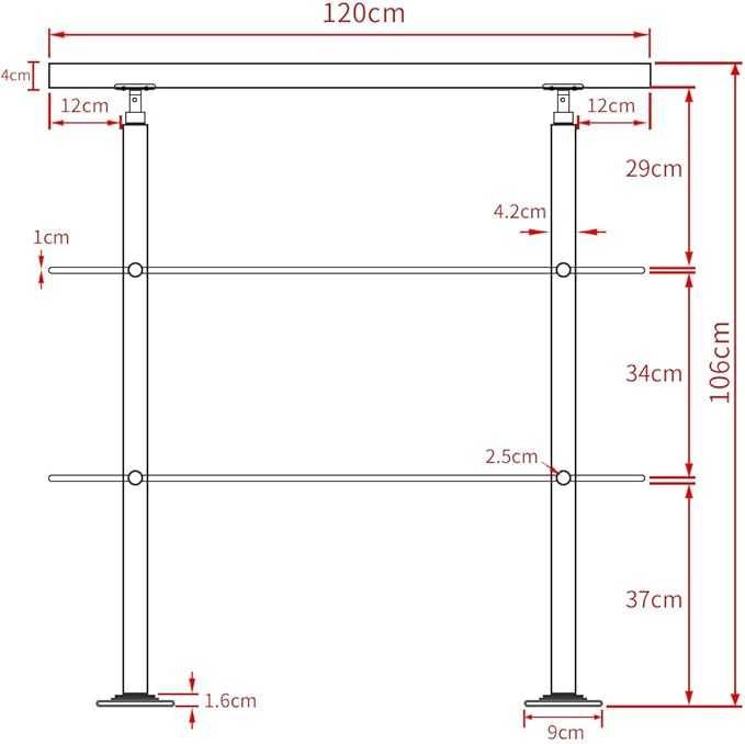 Poręcz ze stali nierdzewnej wewnątrz i na zewnątrz z 2 słupkami 120 cm