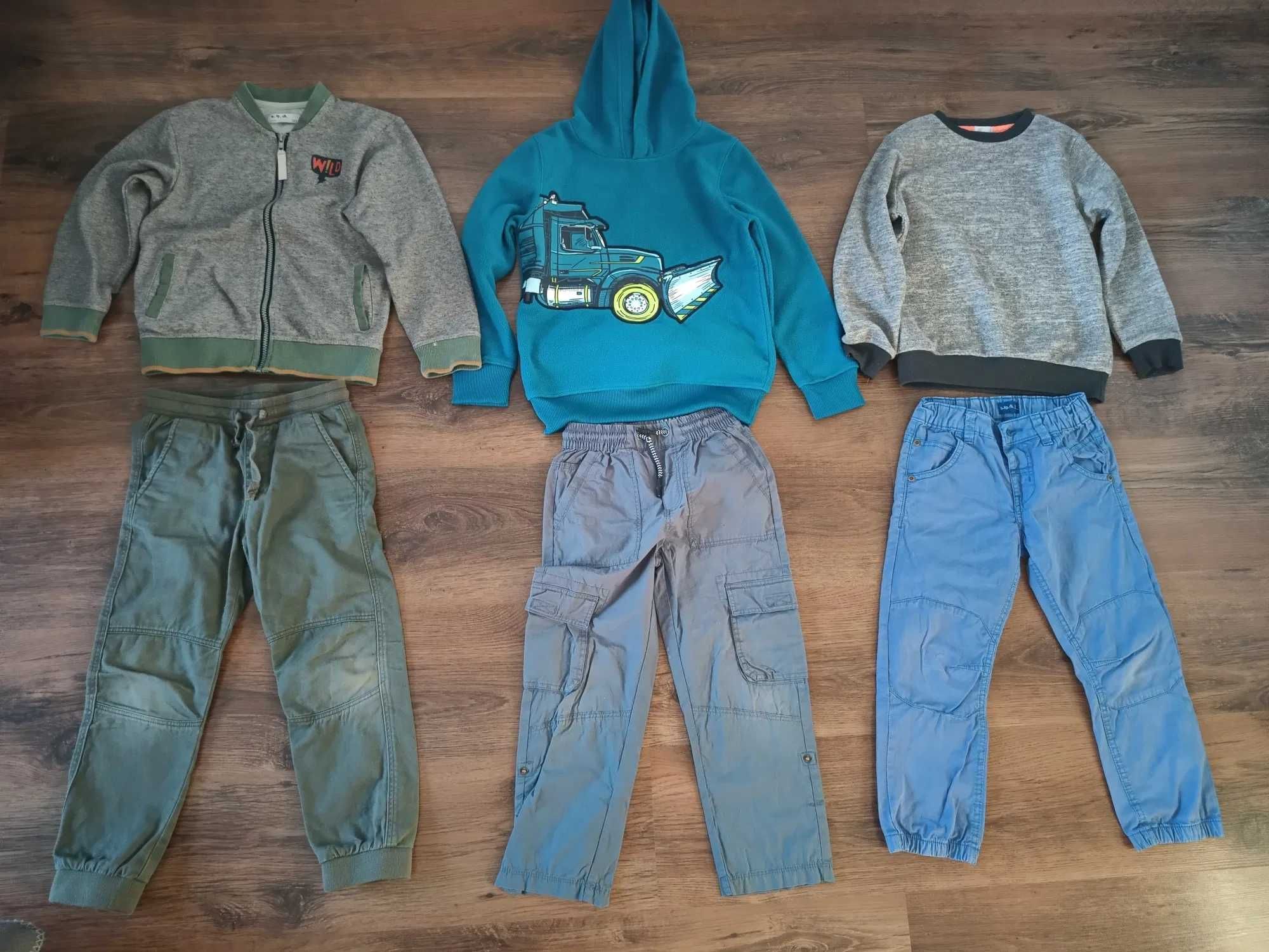 Fajny zestaw 3 x spodnie & 3 x bluzy rozmiar 116/122 dla 5-7 latka POZ