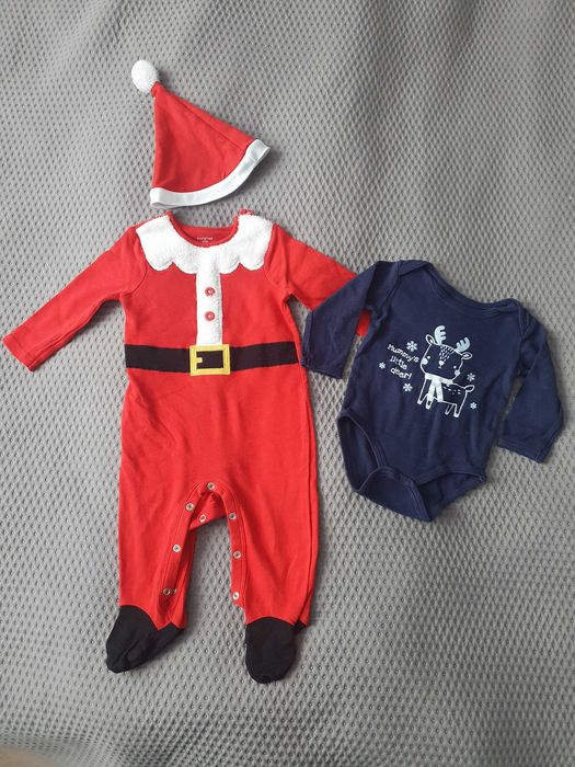 74 Strój Świętego Mikołaja + czapka św. Mikołaja + body z reniferem