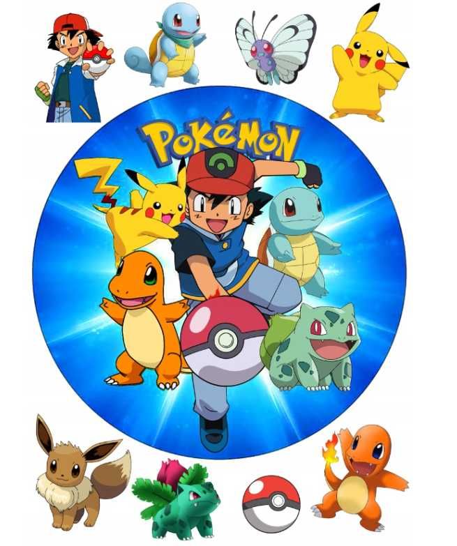 opłatek na tort pokemon zestaw postacie