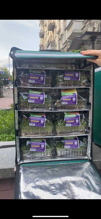 Термо сумка рюкзак для доставки Мікрозелені. Сумка для курʼєра