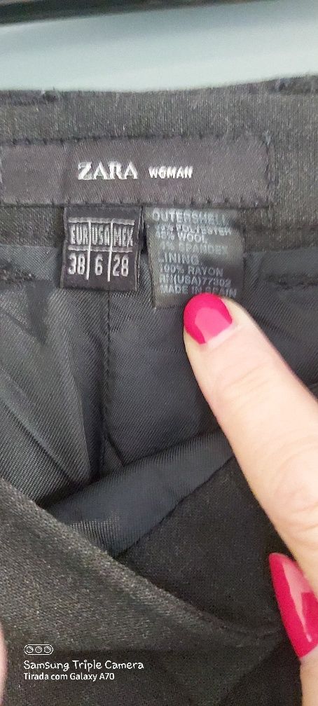 Fato de blazer cintado e saia ligeiro envaze, ZARA WOMAN, 36/38, cinza