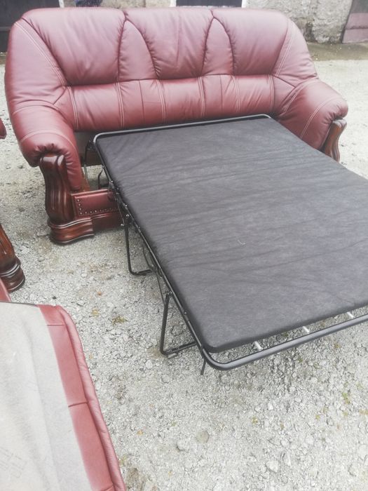 Komplet wypoczynkowy dębowy 311 funkcją spania nowa skóra